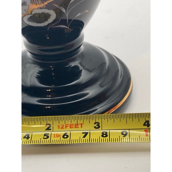 VTG Crystalex Deep Amethyst Bohemian Czech Crystal Vase Painted Flowers 8.5" Tal - Picture 11 of 11